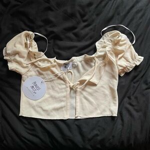 Princess Polly Cream Tie-Front Blouse